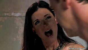 slave gets rough anal with metal dildo