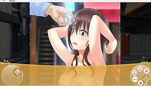 in this hentai, christhea the college girl flashes and gives blowjobs in a humiliating game