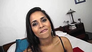 Abby Lee Brazil, sexy Latina, gives POV blowjob with messy facial.
