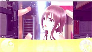 in this hentai, christhea the college girl flashes and gives blowjobs in a humiliating game