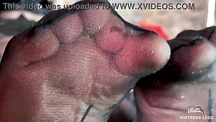 Goddess Feet and Toes in Black Pantyhose