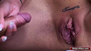 Blonde LP officer sucks shoplifter's big cock in office!