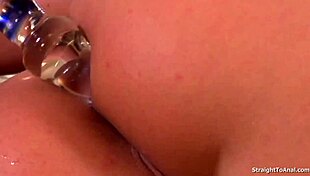 Katja Kassin Plays With Glass Dildo In Pussy And Anal