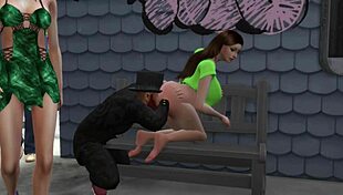 teen with big tits dancing outside the night club