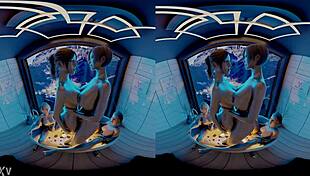 Claire And Ada Grind Intensely On Tub While Jill And Ashley Masturbate In Oiled Pool Parody