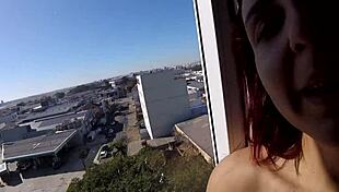 Sarada Naked at Hotel Window Near Airport