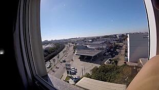 Sarada Naked at Hotel Window Near Airport