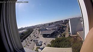 Сарада голая у окна отеля возле аэропорта