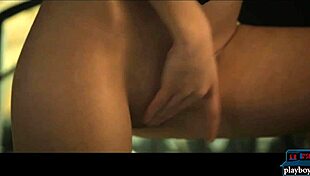 this gorgeous busty brunette from europe masturbates solo so horny