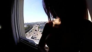 Sarada Naked at Hotel Window Near Airport