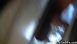 Superb teen plays with shaved body in mirror