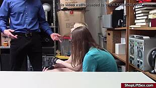 hot shoplifter gets fucked roughly in front of her boyfriend at the store