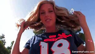 samantha saint's sexy football solo fun