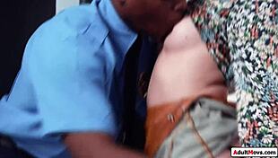 Brunette Frisked And Fucked By Security