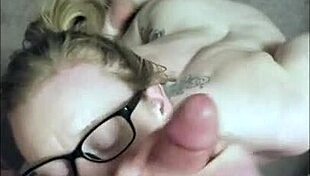 amateur blonde girlfriend takes big cock blowjob and facial cumshot from friend