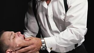 young boy takes anal dildo from hairy daddy bear