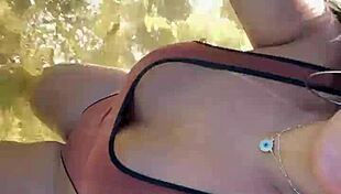 Voyeur waits in vip to see big tits naked with tan mark cameltoe