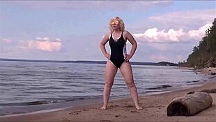 Beautiful Woman Charging at Sea