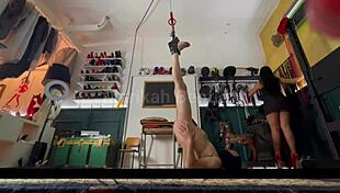 Mistress humiliates slave with brutal bondage