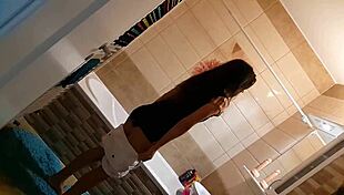 Amateur voyeur captures babe in shower with close-up views