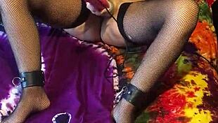 just watched her spank herself silly with a vibrator. toys and stockings made it wild!