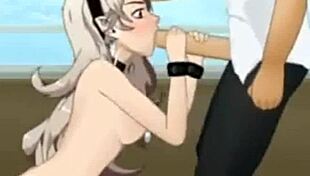Anime as Corrin gives a full blowjob: her tits bounce