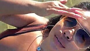 Voyeur waits in vip to see big tits naked with tan mark cameltoe