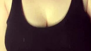 Slapping my huge natural tits against the desk like this