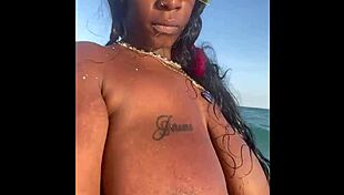 Mature Ebony Milf Enjoys a Relaxing Day at the Beach