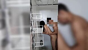 Starting in bathroom, ending in bed with brunette's big ass!