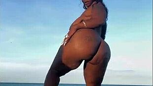 Mature Ebony Milf Enjoys a Relaxing Day at the Beach