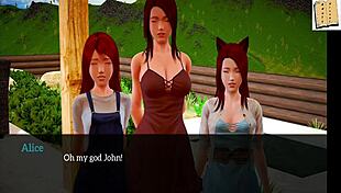 in my new family episode 94, the redhead with big tits plays a game at home