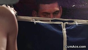 wow, this unusual looker swallows all cum in extreme blowbang 😍