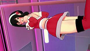 yor forger in santa cosplay spied on during christmas