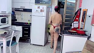 My maid shows off her sexy body while cleaning