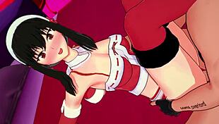 yor forger in santa cosplay spied on during christmas