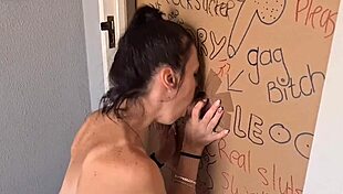 Gloryhole Slut Sucks Hard and Jerks Me Through Doorway!