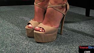 European Babe Teases In Heels Watching Amateur