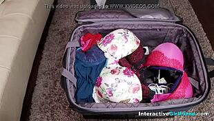 Intriguing interactive session where a shaved babe engages in intense fucking and blowjob with toys.