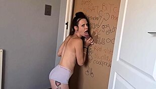 Gloryhole Slut Sucks Hard and Jerks Me Through Doorway!