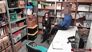 skinny babe caught and fucked by strict security officer