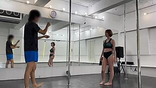 Akira's slender body gets cumshot in lesson