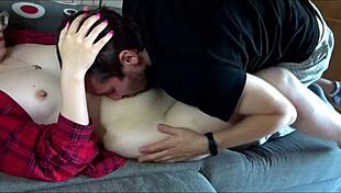 Horny Husband Passionately Licked Wifes Tits Belly And Pussy