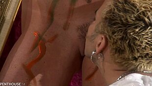Body Painted Blonde Nicole Sheridan Sucks Artist Before Intense Fucking