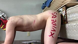 Ladyboy toys twink's ass with big black cock