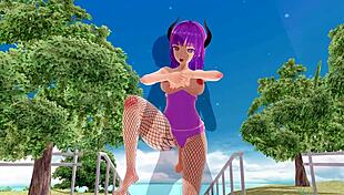 3d hentai girl with big ass and tits riding in fishnet