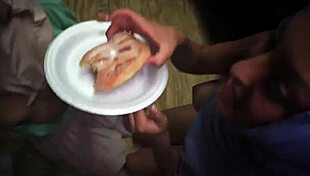 Blonde in Military Uniform Blows Old Arab