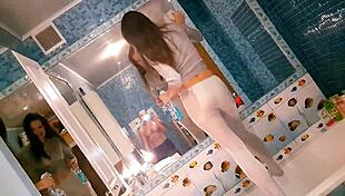 Call Me Sexy Brunette In Bathroom Close Up Ass Fuck