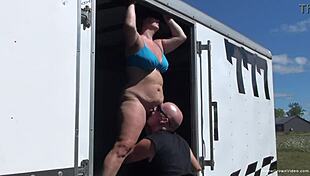 busty bbw wife fucked next to husbands truck in outdoor hardcore scene