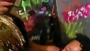 Latina with big natural tits got bent over and fucked by monster cock in party bathroom, then came in mouth